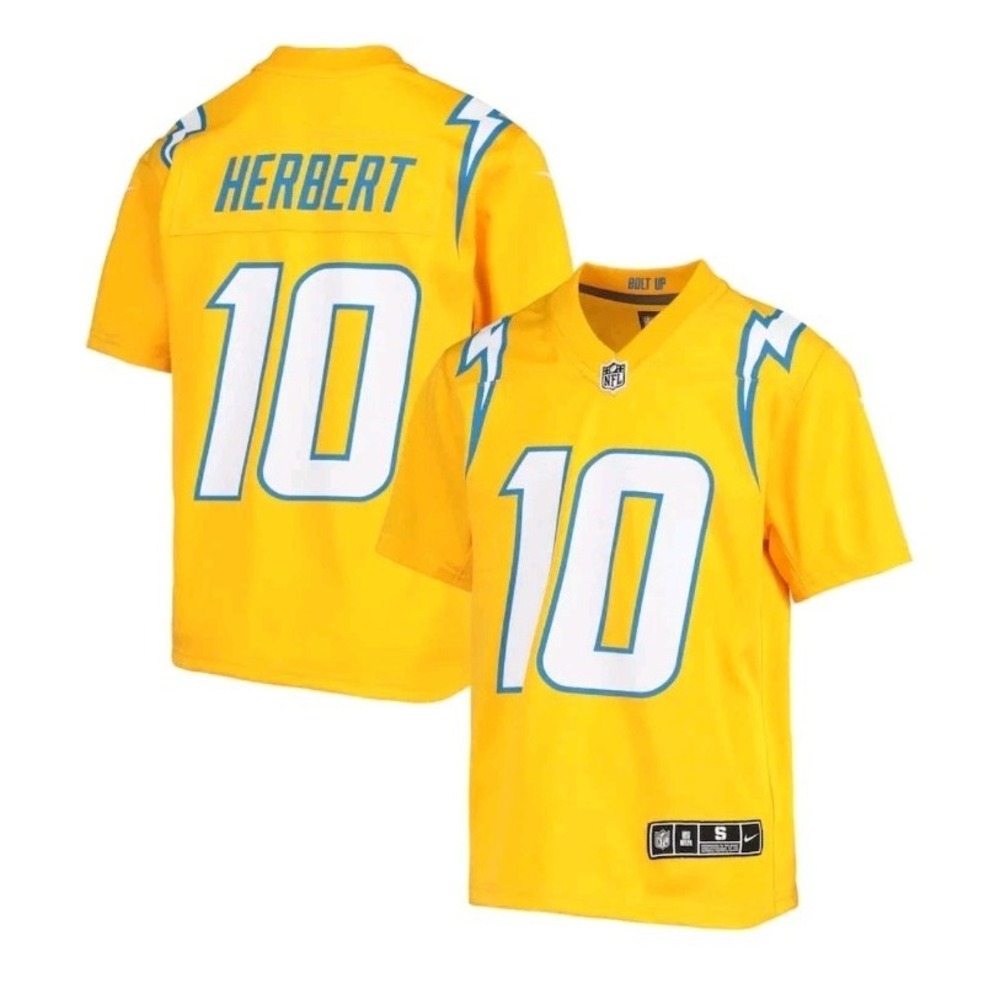 AUTHENTIC LA Chargers JUSTIN HERBERT Gold BOLT UP Game Jersey NIKE YOUTH XL